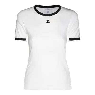 Courrèges Cotton T-shirt With Contrasting Logo Trim