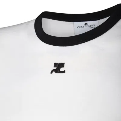 Courrèges Cotton T-shirt With Contrasting Logo Trim