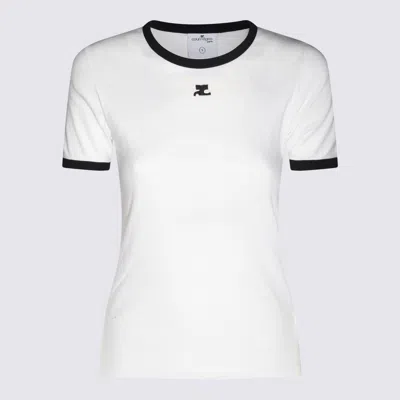 Courrèges Cotton T-shirt With Contrasting Logo Trim