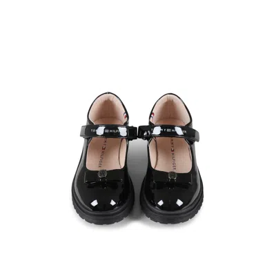 Tommy Hilfiger Black Ballet Flats For Girl With Logo In Black