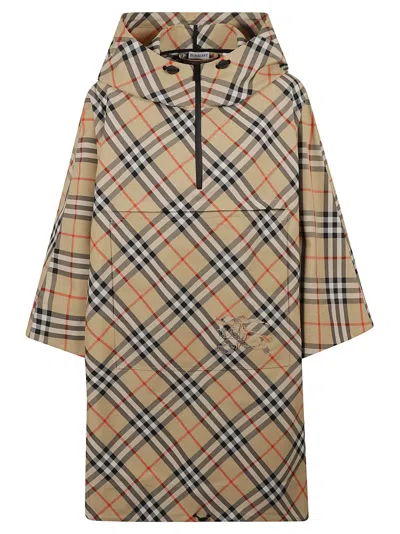 Burberry Check Patterned Jacket With Relaxed Fit In Nude