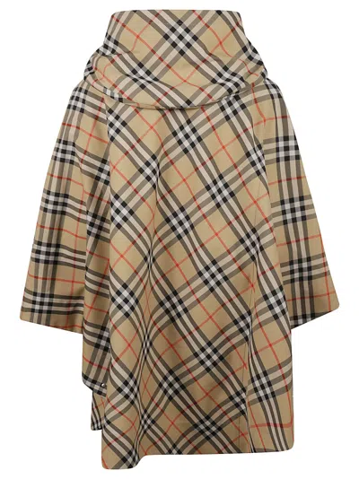 Burberry Check Patterned Jacket With Relaxed Fit In Nude
