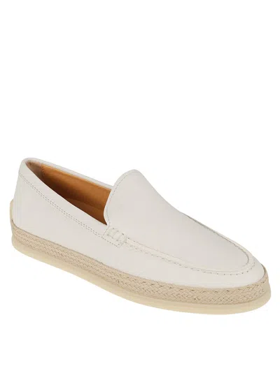 Tod's White Leather Moccasins With Logo-embossed Tongue