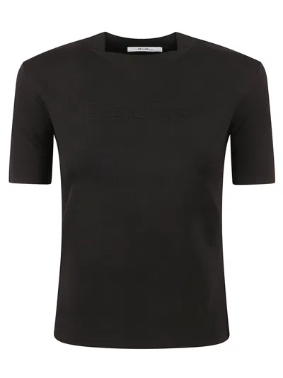 Max Mara Black T-shirt With Embossed Logo In Black