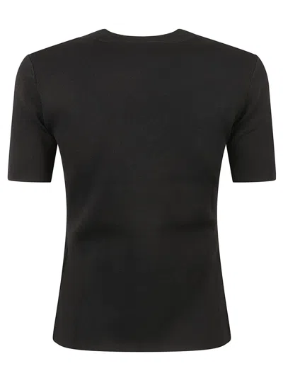 Max Mara Black T-shirt With Embossed Logo In Black