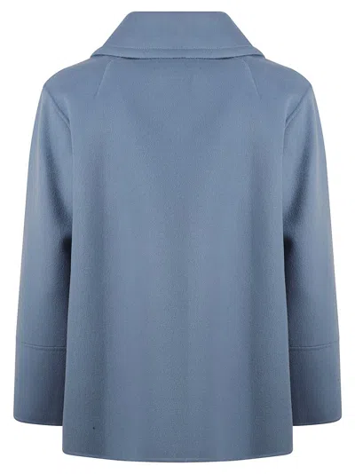 Max Mara Notched Collar Coat With Three Buttons In Blue