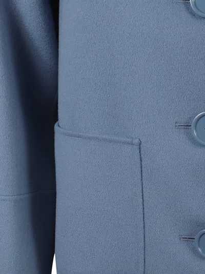 Max Mara Notched Collar Coat With Three Buttons In Blue