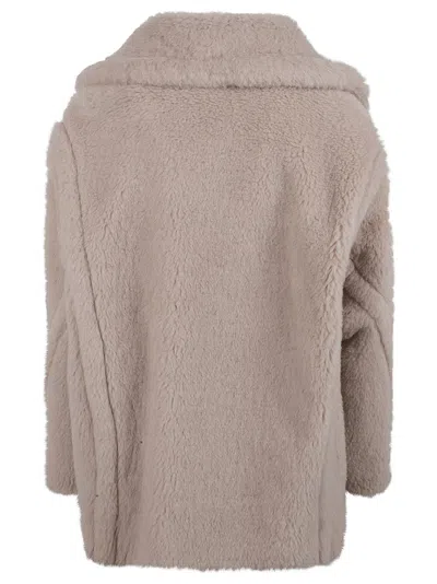 Max Mara Relaxed-fit Textured Coat With Classic Lapel In Neutral