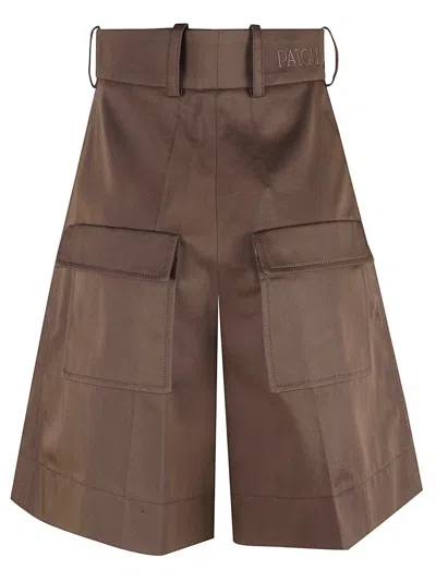 Patou Tailored Brown Shorts With High Waist In Brown