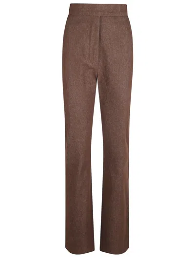 Max Mara Tailored Brown Trousers With Structured Waistband In Brown