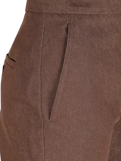 Max Mara Tailored Brown Trousers With Structured Waistband In Brown