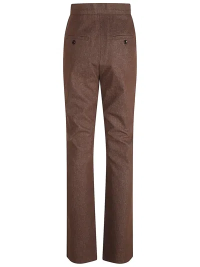 Max Mara Tailored Brown Trousers With Structured Waistband In Brown