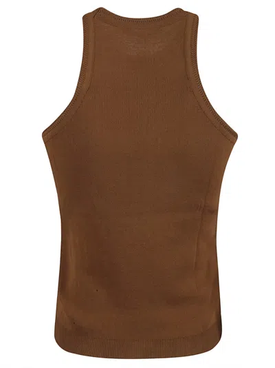 Max Mara Fitted Brown Sleeveless Top In Brown