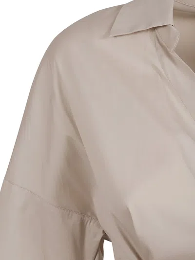 Max Mara Wrap Midi Dress With Tie Belt In Gray