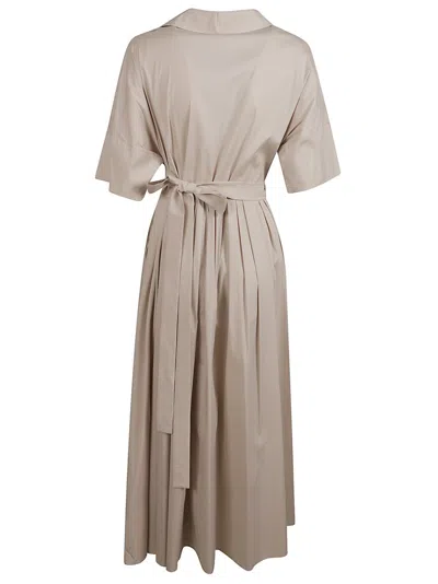 Max Mara Wrap Midi Dress With Tie Belt In Gray