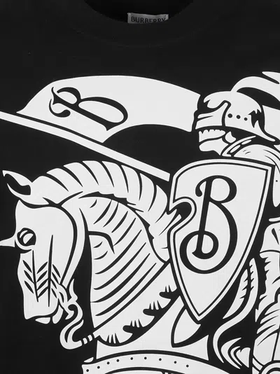 Burberry Black T-shirt With Contrasting Equestrian Knight Print In Cotton Man