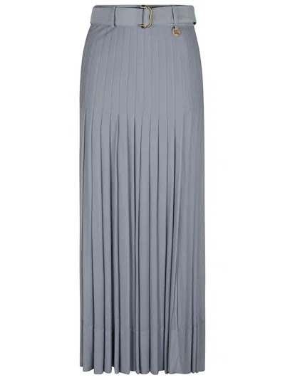 Burberry Pleated Maxi Skirt With Belted Waist In Blue