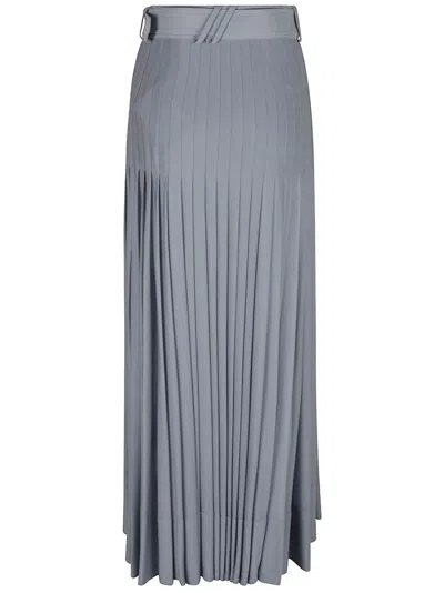 Burberry Pleated Maxi Skirt With Belted Waist In Blue