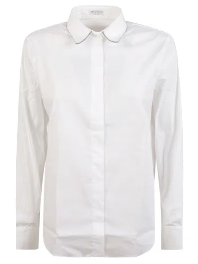 Brunello Cucinelli White Shirt With Structured Collar In White