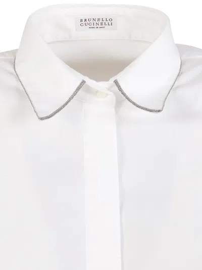Brunello Cucinelli White Shirt With Structured Collar In White