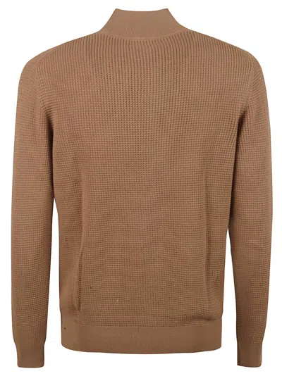 Ballantyne Textured Knit Sweater With Button-up Front In Brown