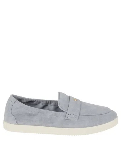 Tory Burch Light Blue Loafers With Logo Plaque On The Front And Slip-on Design