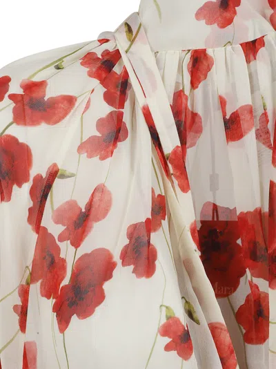 Max Mara Floral Print Shirt With High Neckline In Multi