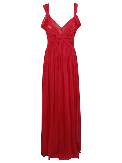Alberta Ferretti Womens Pleated Shoulder-straps Silk Maxi Dress Fucsia In Pink