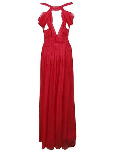 Alberta Ferretti Womens Pleated Shoulder-straps Silk Maxi Dress Fucsia In Pink