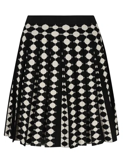 Tory Burch Pleated Skirt With Geometric Dot Pattern In Black