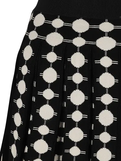 Tory Burch Pleated Skirt With Geometric Dot Pattern In Black