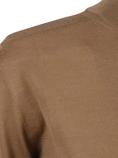 Max Mara Fitted Brown Sweater With High Neck In Brown