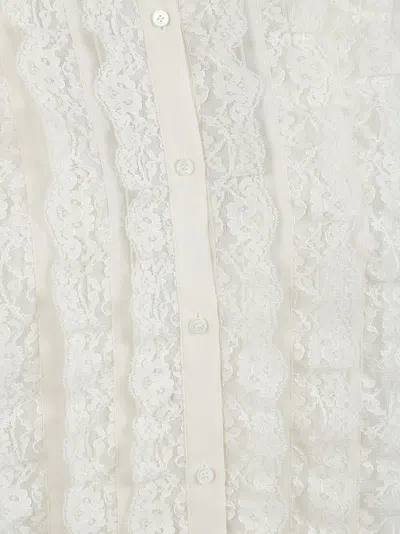 Chloé Silk Shirt With Delicate Lace Panel In Neutral
