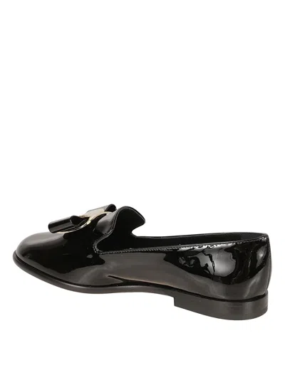 Ferragamo Black Patent Leather Flat Shoes