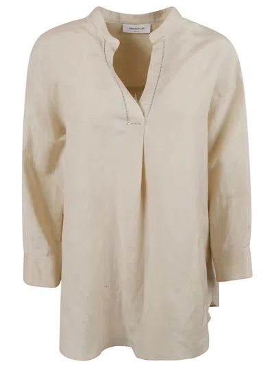 Fabiana Filippi Relaxed-fit Neutral Shirt With V-neckline In Neutral