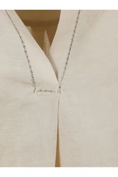 Fabiana Filippi Relaxed-fit Neutral Shirt With V-neckline In Neutral