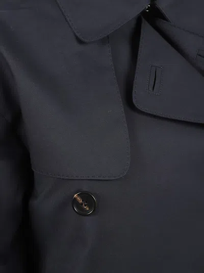 Max Mara Double-breasted Black Coat With Distinctive Flap In Blue