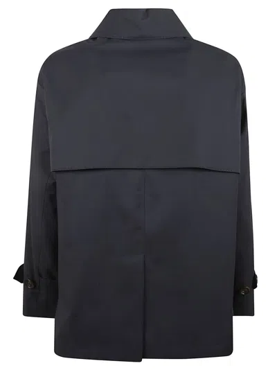 Max Mara Double-breasted Black Coat With Distinctive Flap In Blue