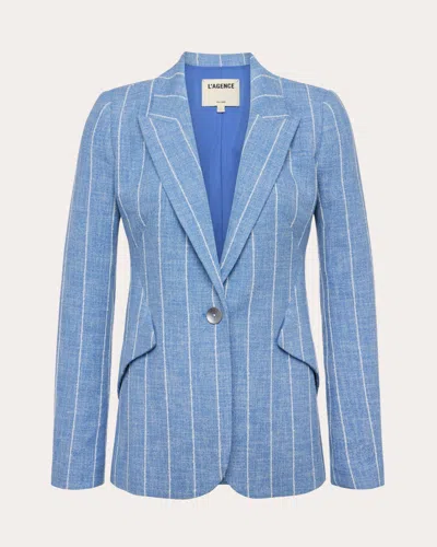 L Agence Chamberlain Pinstripe Single-breasted Blazer In Blue