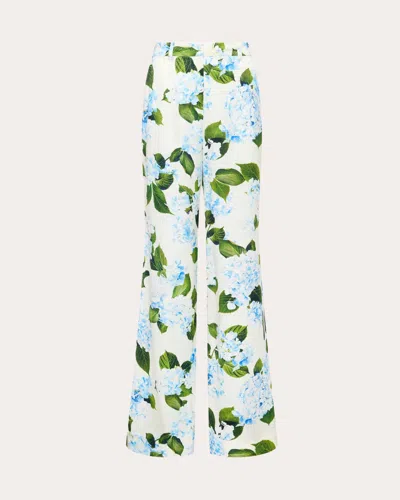 L'agence Pilar Hydrangea-print Trousers In Blue