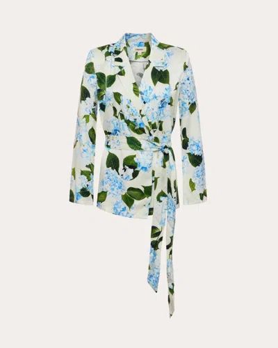 L Agence Women's Ciara Satin Jacquard Robe Top Viscose/rayon