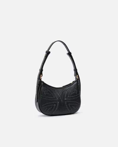 Pinko Baby Half Moon Shoulder Bag With Raffia Embroidery