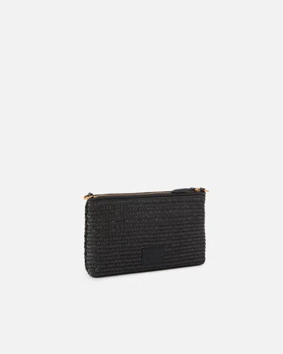 Pinko Small Flat Bag In Crocheted Raffia With Removable Shoulder Strap