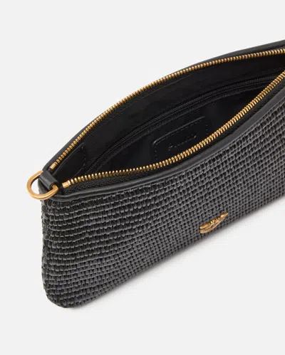 Pinko Small Flat Bag In Crocheted Raffia With Removable Shoulder Strap