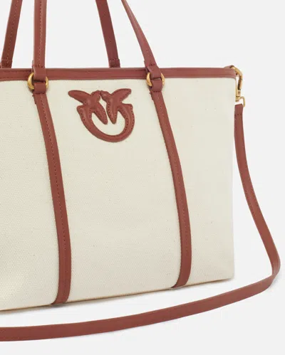 Pinko Medium Shopper Bag In Recycled Canvas With Two Handles