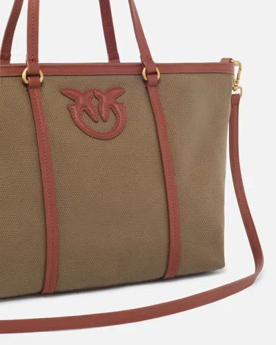 Pinko Medium Shopper Bag In Recycled Canvas With Two Handles