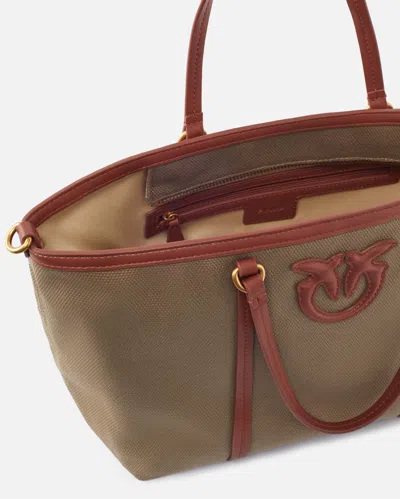 Pinko Medium Shopper Bag In Recycled Canvas With Two Handles