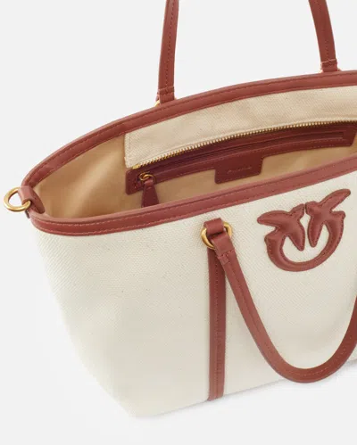 Pinko Medium Shopper Bag In Recycled Canvas With Two Handles
