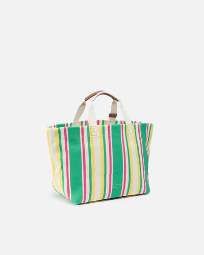 Pinko Medium Shopper Bag In Striped Canvas
