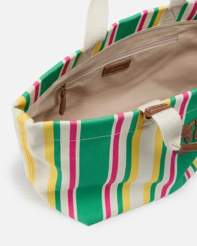 Pinko Medium Shopper Bag In Striped Canvas